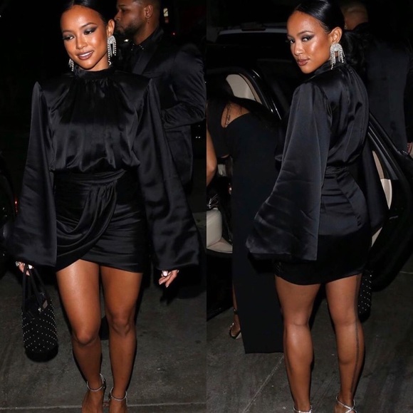 HOUSE OF CB 'Khristen' Black Satin Blouson Dress - Picture 6 of 10